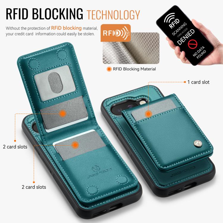 For Google Pixel 9a JEEHOOD J06 British Style RFID MagSafe Card Bag PU Phone Case