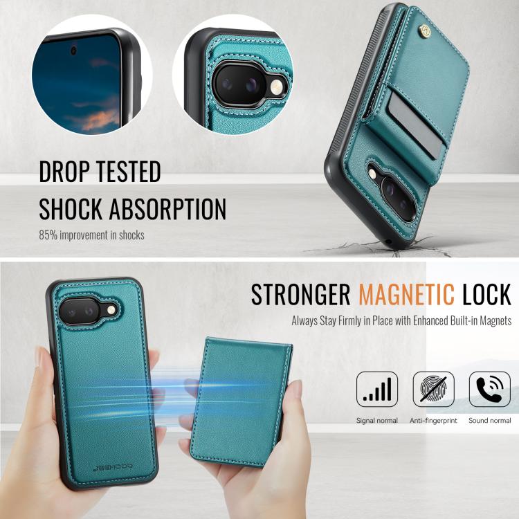 For Google Pixel 9a JEEHOOD J06 British Style RFID MagSafe Card Bag PU Phone Case