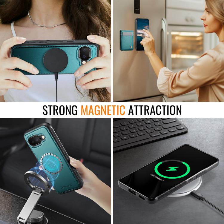 For Google Pixel 9a JEEHOOD J06 British Style RFID MagSafe Card Bag PU Phone Case