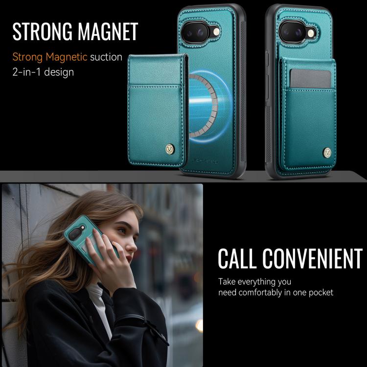For Google Pixel 9a JEEHOOD J06 British Style RFID MagSafe Card Bag PU Phone Case