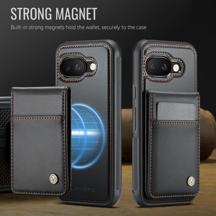 For Google Pixel 9a JEEHOOD J06 British Style RFID MagSafe Card Bag PU Phone Case