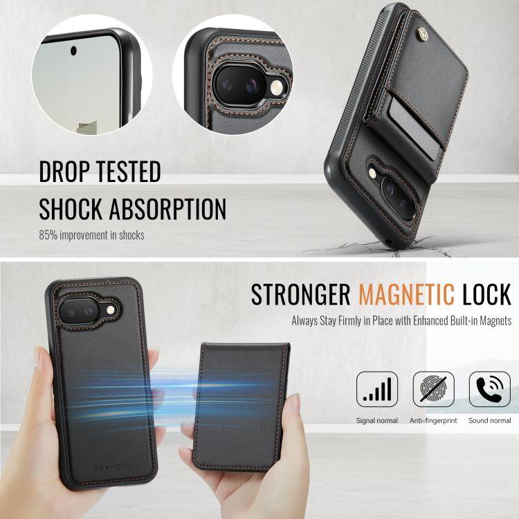 For Google Pixel 9a JEEHOOD J06 British Style RFID MagSafe Card Bag PU Phone Case
