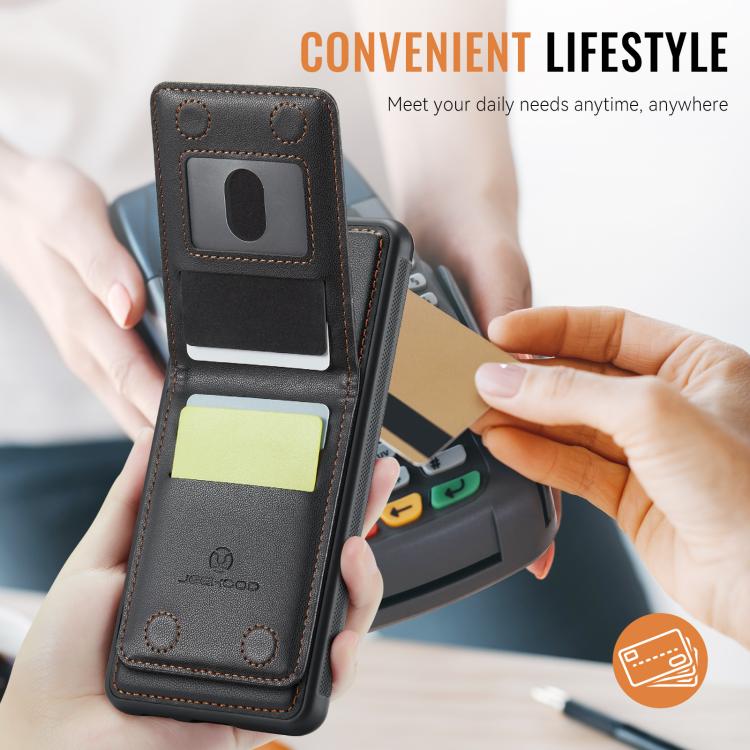For Google Pixel 9a JEEHOOD J06 British Style RFID MagSafe Card Bag PU Phone Case