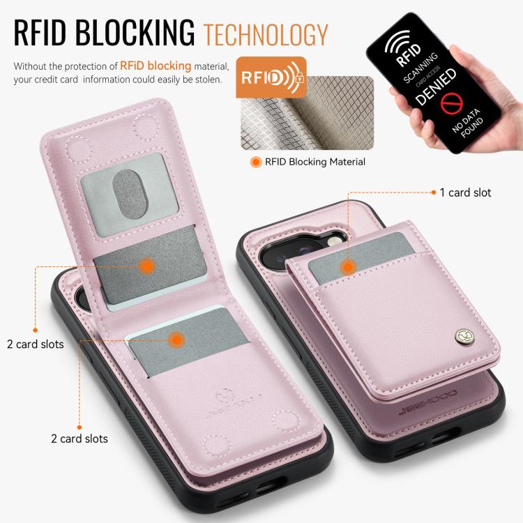 For Google Pixel 9a JEEHOOD J06 British Style RFID MagSafe Card Bag PU Phone Case