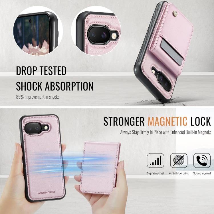 For Google Pixel 9a JEEHOOD J06 British Style RFID MagSafe Card Bag PU Phone Case