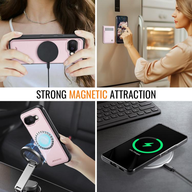 For Google Pixel 9a JEEHOOD J06 British Style RFID MagSafe Card Bag PU Phone Case