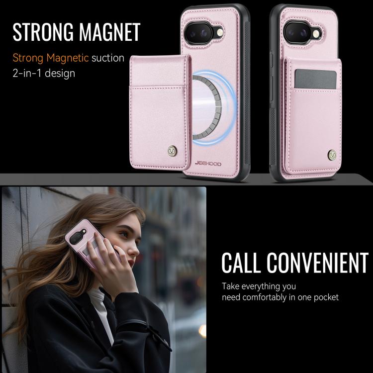 For Google Pixel 9a JEEHOOD J06 British Style RFID MagSafe Card Bag PU Phone Case