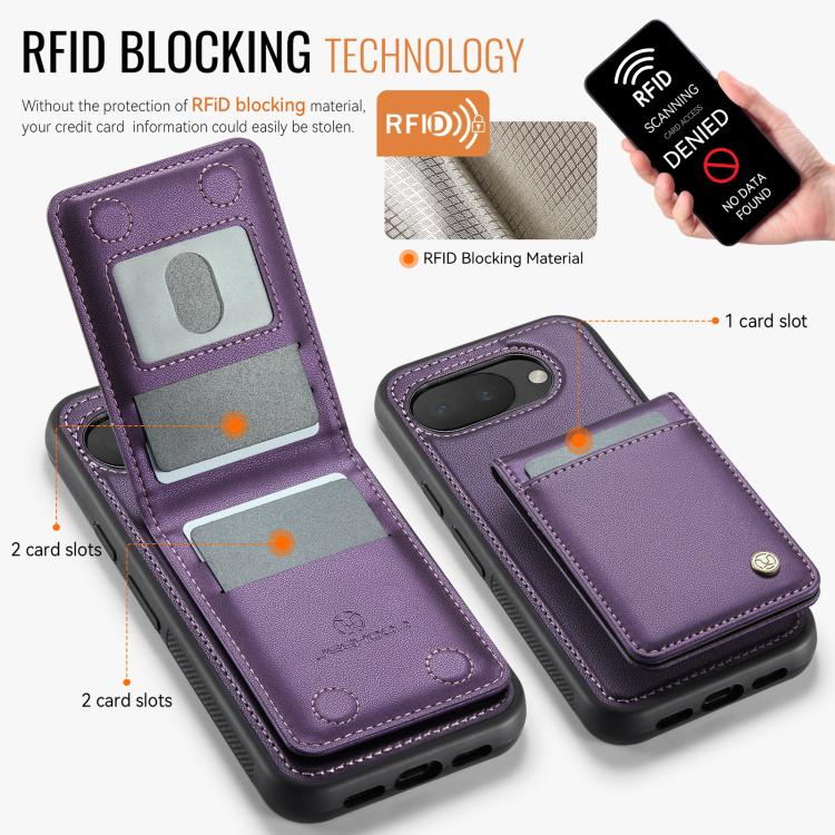 For Google Pixel 10a JEEHOOD J06 British Style RFID MagSafe Card Bag PU Phone Case
