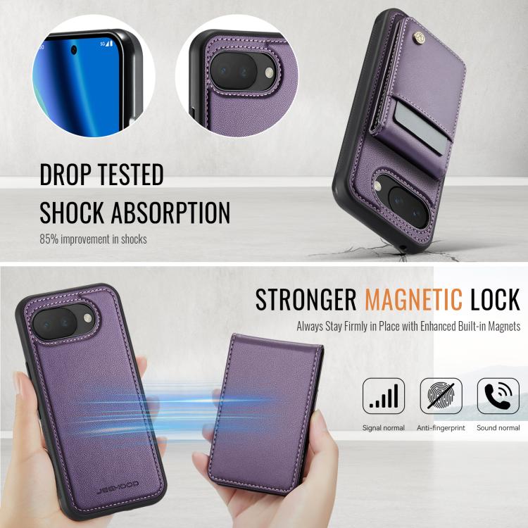 For Google Pixel 10a JEEHOOD J06 British Style RFID MagSafe Card Bag PU Phone Case