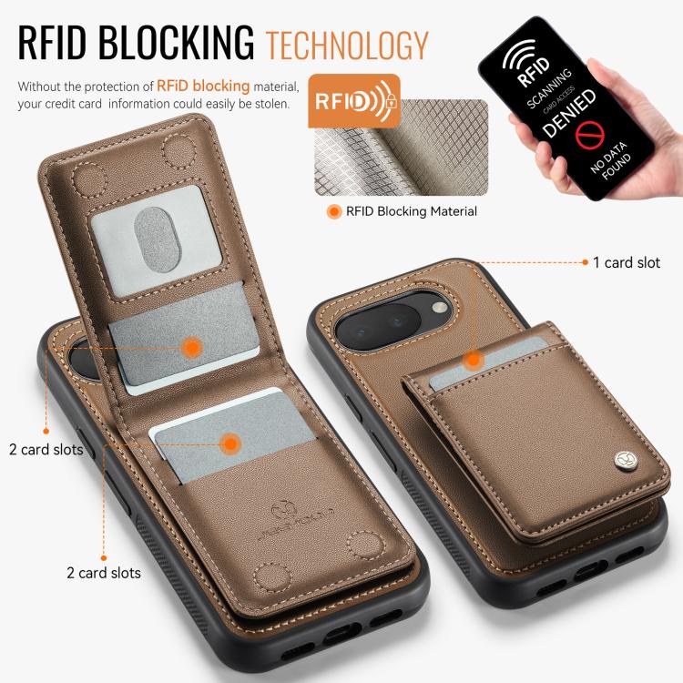 For Google Pixel 10a JEEHOOD J06 British Style RFID MagSafe Card Bag PU Phone Case