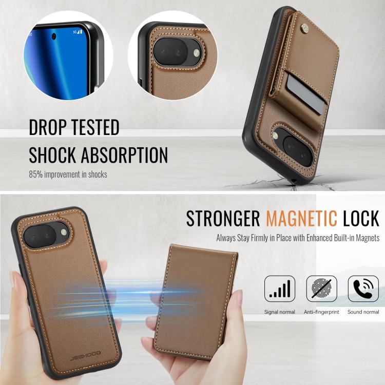 For Google Pixel 10a JEEHOOD J06 British Style RFID MagSafe Card Bag PU Phone Case