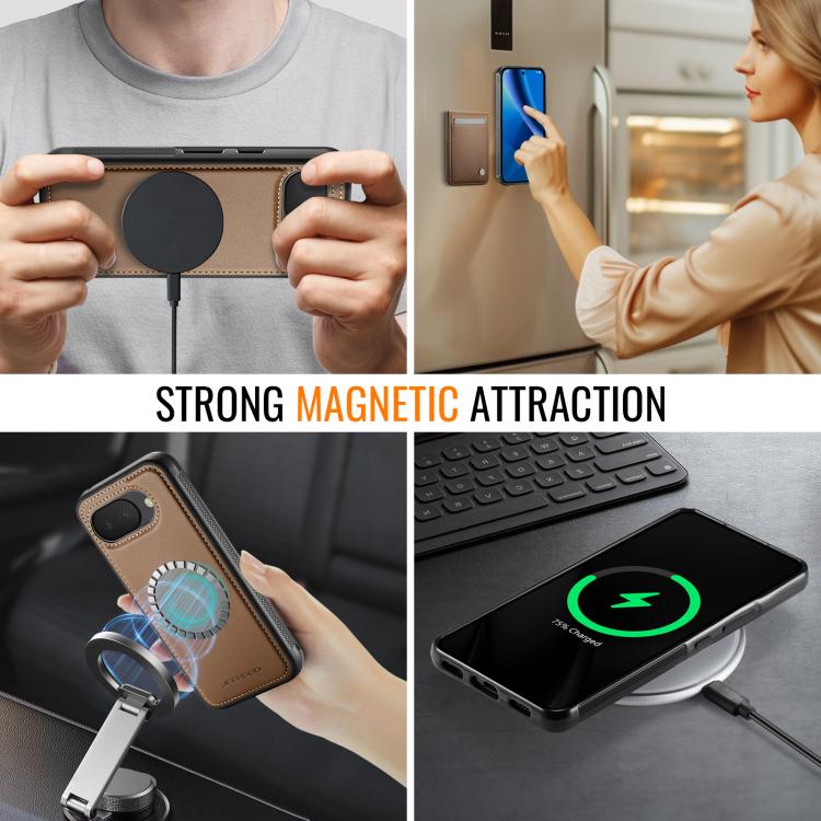 For Google Pixel 10a JEEHOOD J06 British Style RFID MagSafe Card Bag PU Phone Case