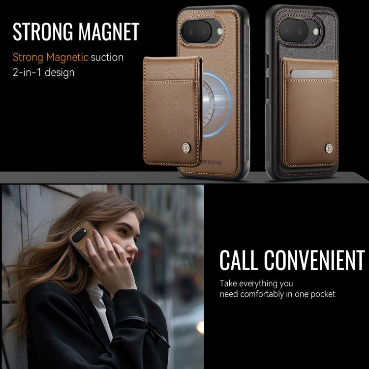For Google Pixel 10a JEEHOOD J06 British Style RFID MagSafe Card Bag PU Phone Case