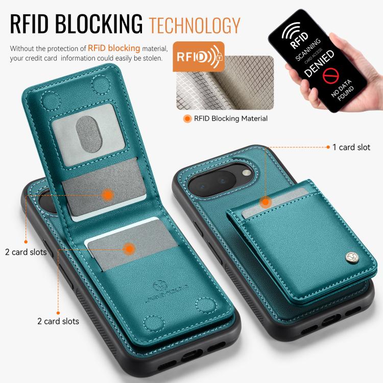For Google Pixel 10a JEEHOOD J06 British Style RFID MagSafe Card Bag PU Phone Case