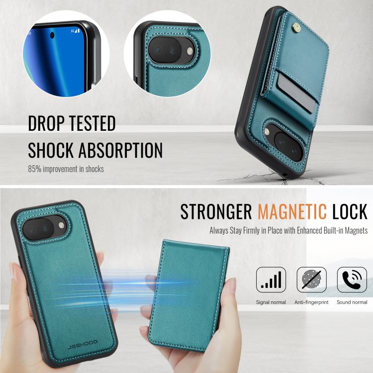 For Google Pixel 10a JEEHOOD J06 British Style RFID MagSafe Card Bag PU Phone Case