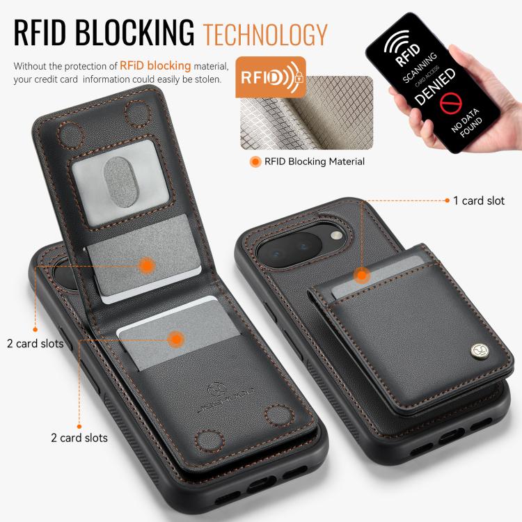 For Google Pixel 10a JEEHOOD J06 British Style RFID MagSafe Card Bag PU Phone Case