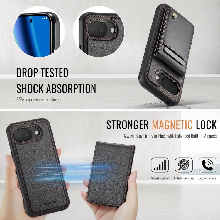 For Google Pixel 10a JEEHOOD J06 British Style RFID MagSafe Card Bag PU Phone Case