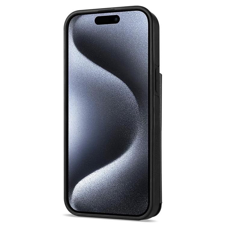 For iPhone 15 Rhombic Dual Buckle Card Slots Phone Case with Lanyard