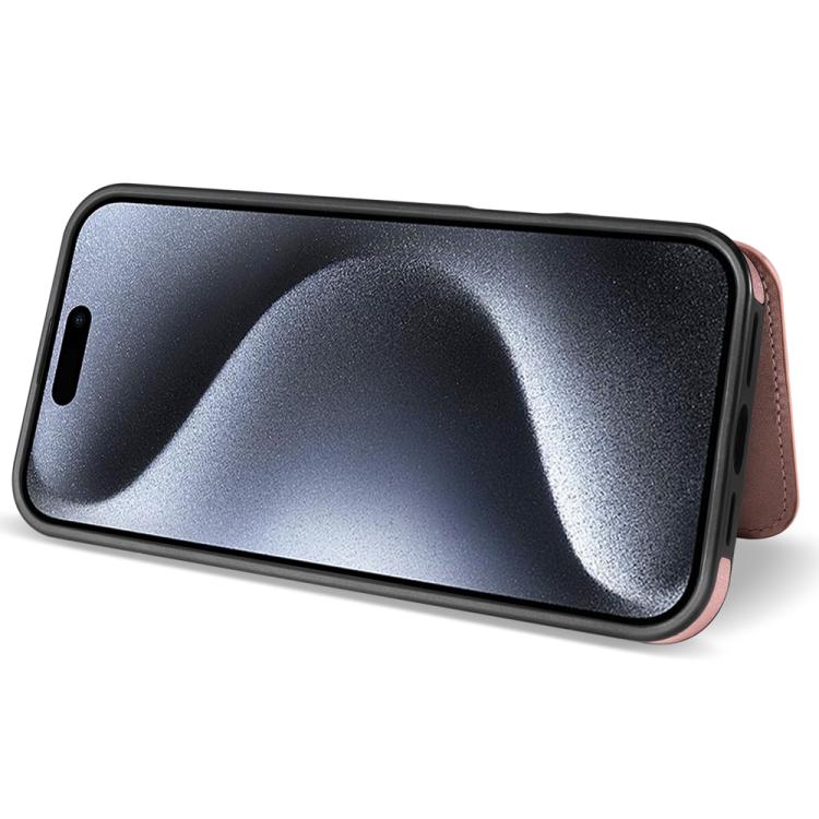For iPhone 15 Rhombic Dual Buckle Card Slots Phone Case with Lanyard