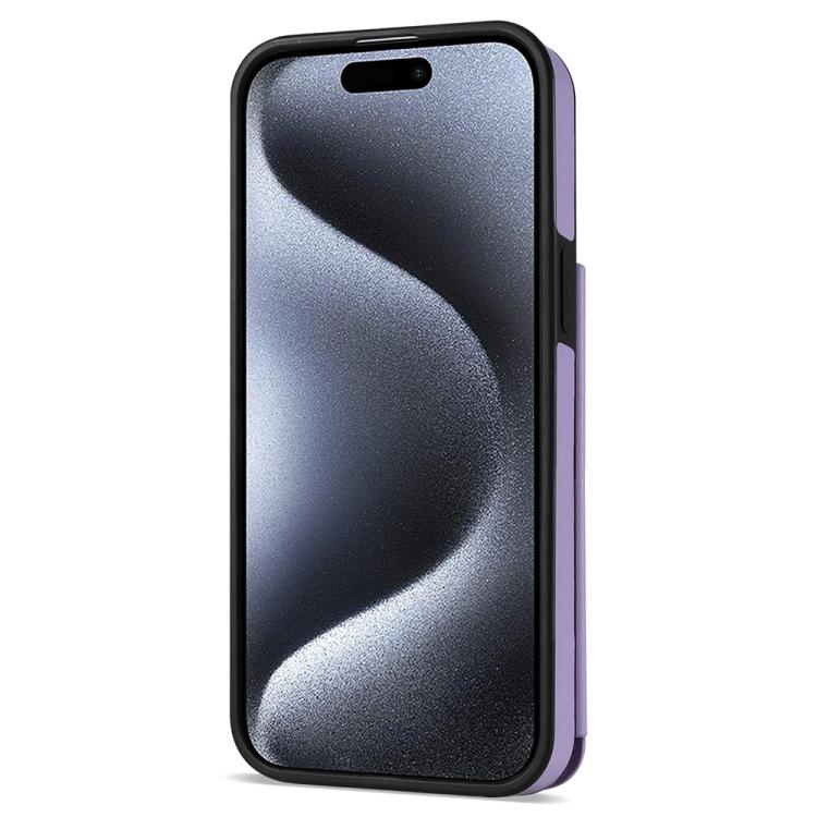 For iPhone 15 Rhombic Dual Buckle Card Slots Phone Case with Lanyard