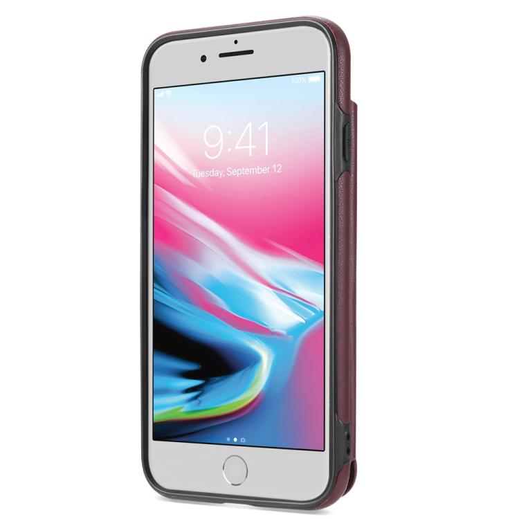 For iPhone 8 Plus / 7 Plus Rhombic Dual Buckle Card Slots Phone Case with Lanyard