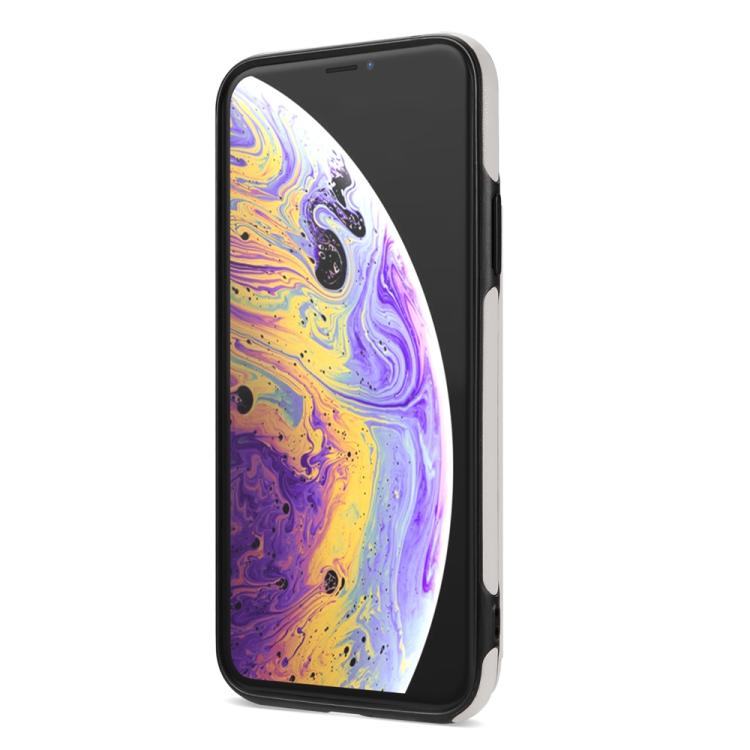 For iPhone XS Max Rhombic Dual Buckle Card Slots Phone Case with Lanyard