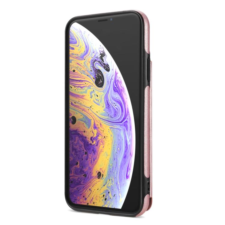 For iPhone XS Max Rhombic Dual Buckle Card Slots Phone Case with Lanyard