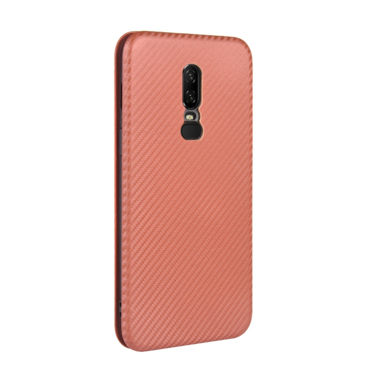 For OnePlus 6 Carbon Fiber Texture Horizontal Flip TPU + PC + PU Leather Case with Card Slot