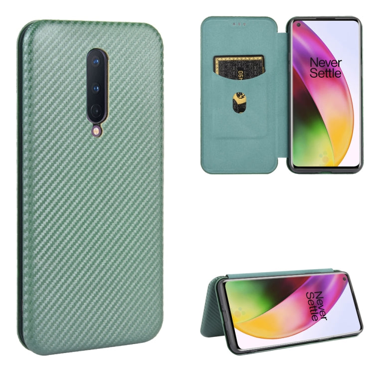 For OnePlus 8 Carbon Fiber Texture Horizontal Flip TPU + PC + PU Leather Case with Card Slot