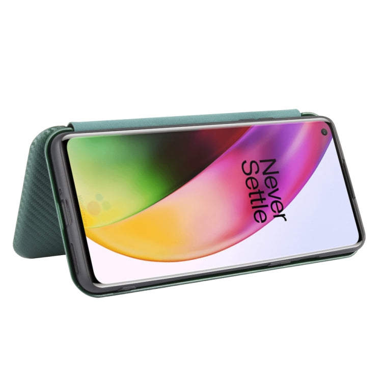 For OnePlus 8 Carbon Fiber Texture Horizontal Flip TPU + PC + PU Leather Case with Card Slot