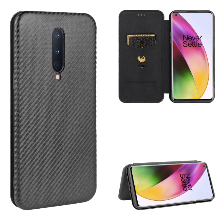For OnePlus 8 Carbon Fiber Texture Horizontal Flip TPU + PC + PU Leather Case with Card Slot