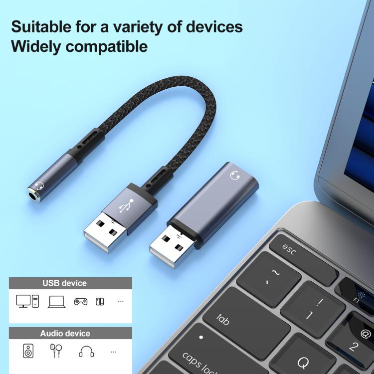USB Male to 3.5mm Female Audio Adapter - Grey