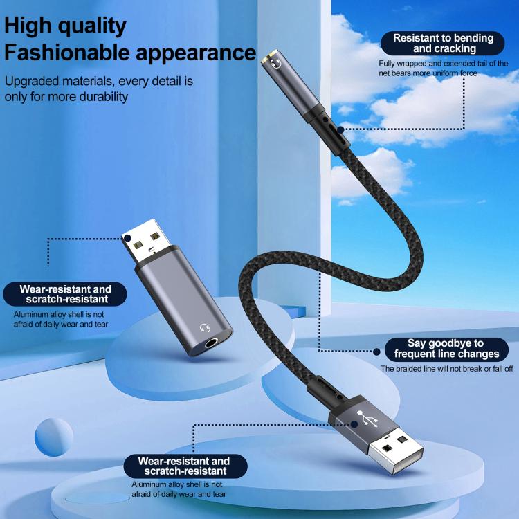 USB Male to 3.5mm Female Audio Adapter - Grey