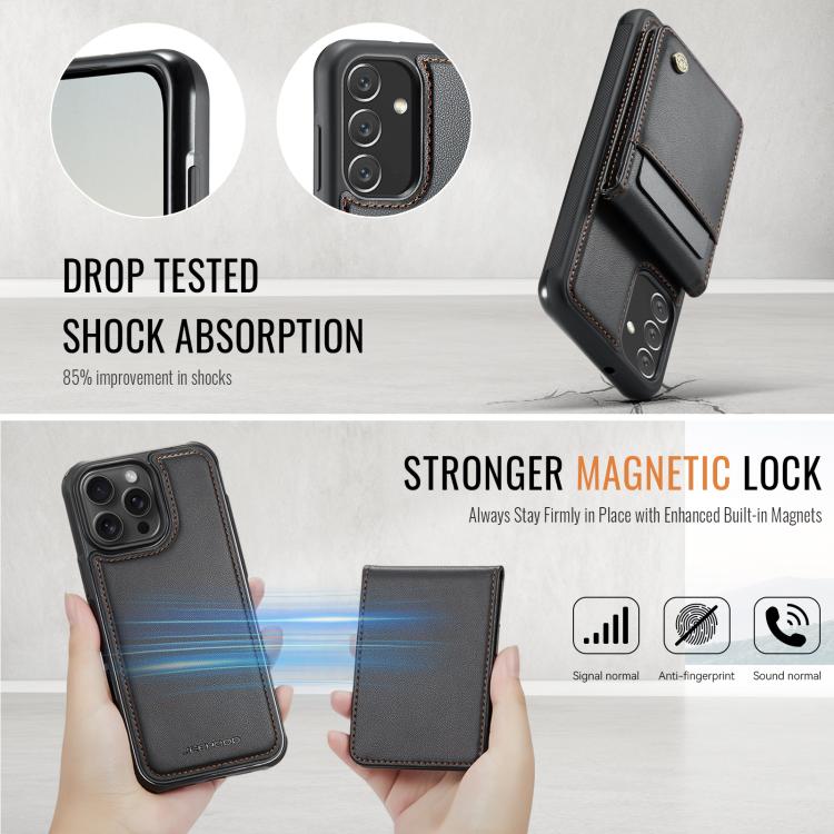 For Samsung Galaxy A13 4G JEEHOOD J06 British Style RFID MagSafe Card Bag PU Phone Case