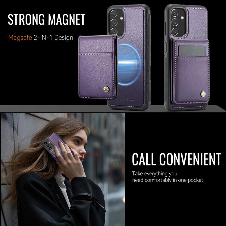 For Samsung Galaxy A13 5G JEEHOOD J06 British Style RFID MagSafe Card Bag PU Phone Case