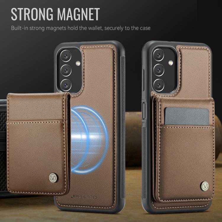 For Samsung Galaxy A13 5G JEEHOOD J06 British Style RFID MagSafe Card Bag PU Phone Case