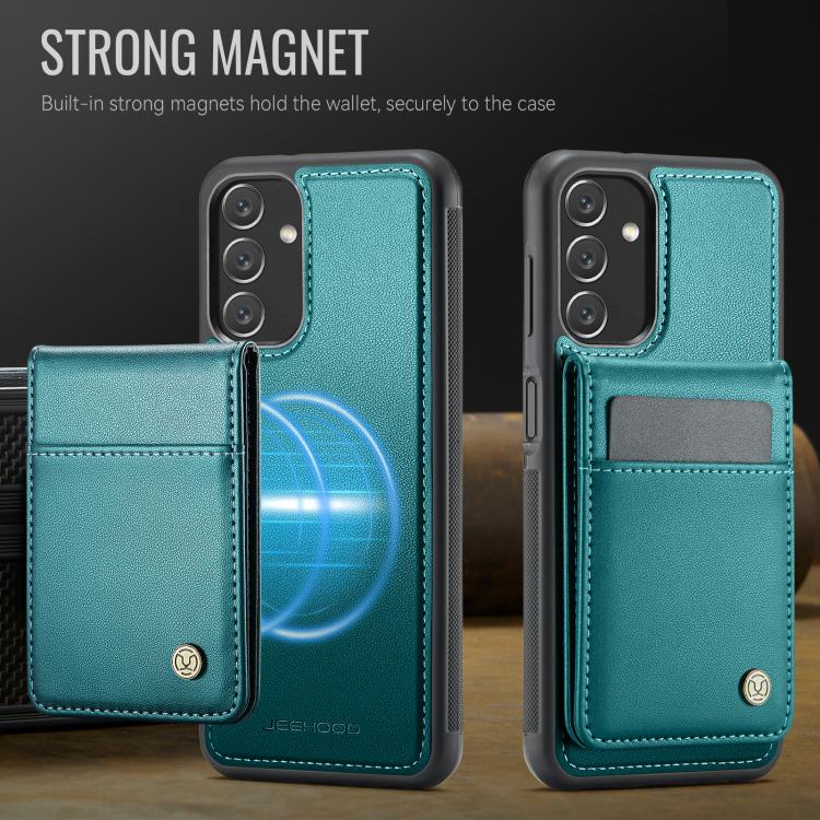 For Samsung Galaxy A13 5G JEEHOOD J06 British Style RFID MagSafe Card Bag PU Phone Case