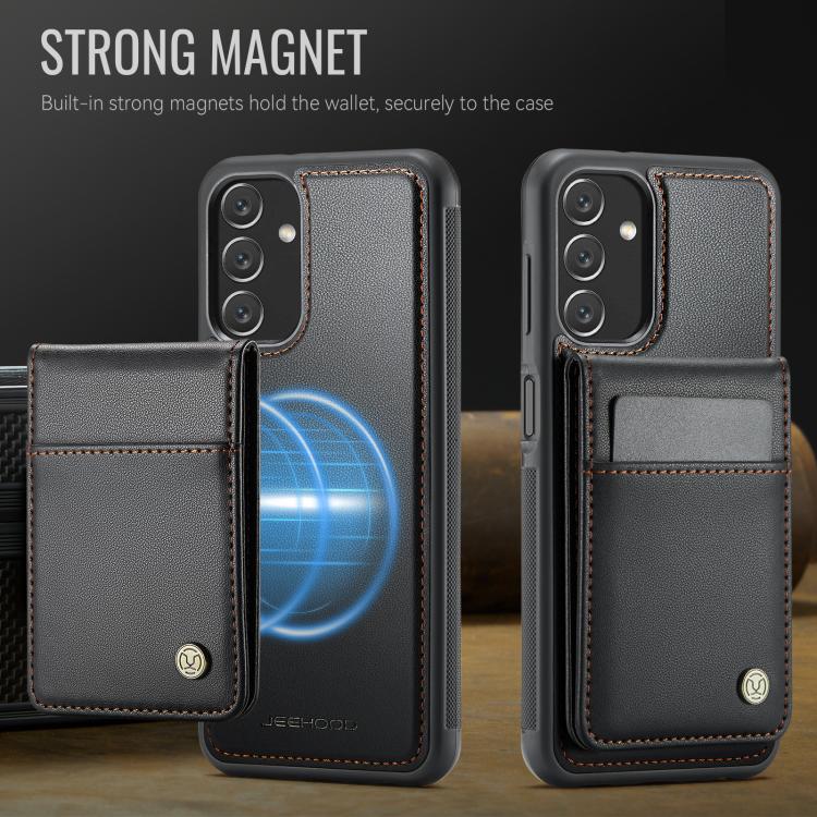 For Samsung Galaxy A13 5G JEEHOOD J06 British Style RFID MagSafe Card Bag PU Phone Case