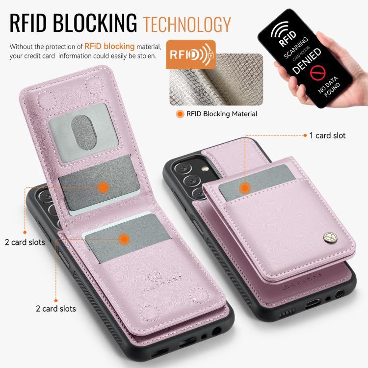 For Samsung Galaxy A13 5G JEEHOOD J06 British Style RFID MagSafe Card Bag PU Phone Case
