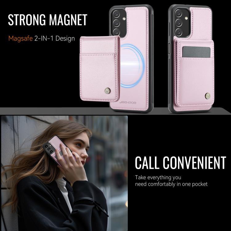 For Samsung Galaxy A13 5G JEEHOOD J06 British Style RFID MagSafe Card Bag PU Phone Case
