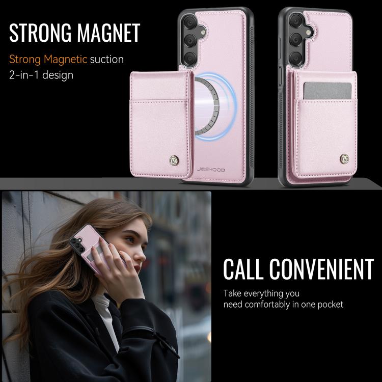For Samsung Galaxy A25 5G JEEHOOD J06 British Style RFID MagSafe Card Bag PU Phone Case