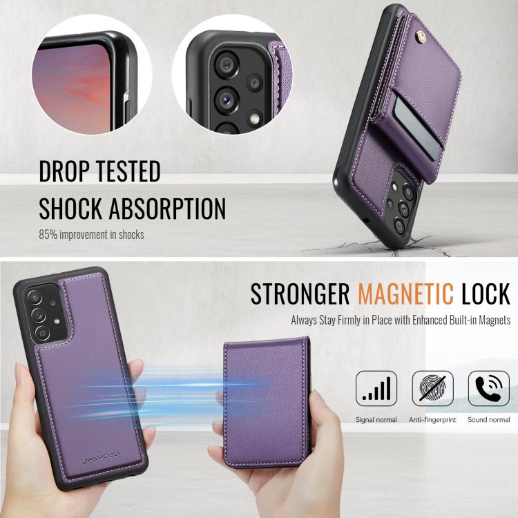 For Samsung Galaxy A23 4G / 5G JEEHOOD J06 British Style RFID MagSafe Card Bag PU Phone Case