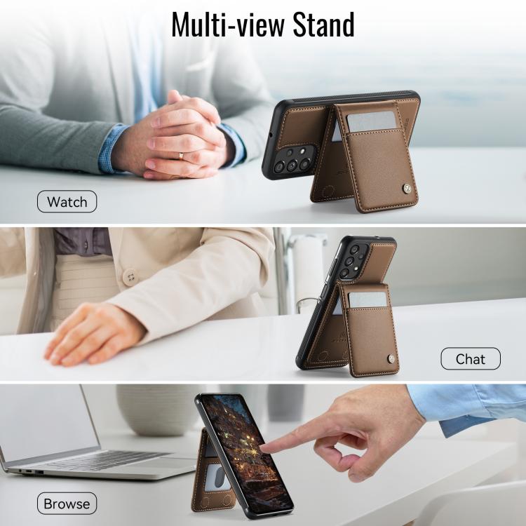 For Samsung Galaxy A23 4G / 5G JEEHOOD J06 British Style RFID MagSafe Card Bag PU Phone Case