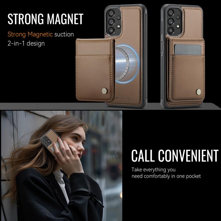 For Samsung Galaxy A23 4G / 5G JEEHOOD J06 British Style RFID MagSafe Card Bag PU Phone Case