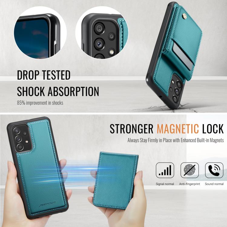 For Samsung Galaxy A23 4G / 5G JEEHOOD J06 British Style RFID MagSafe Card Bag PU Phone Case