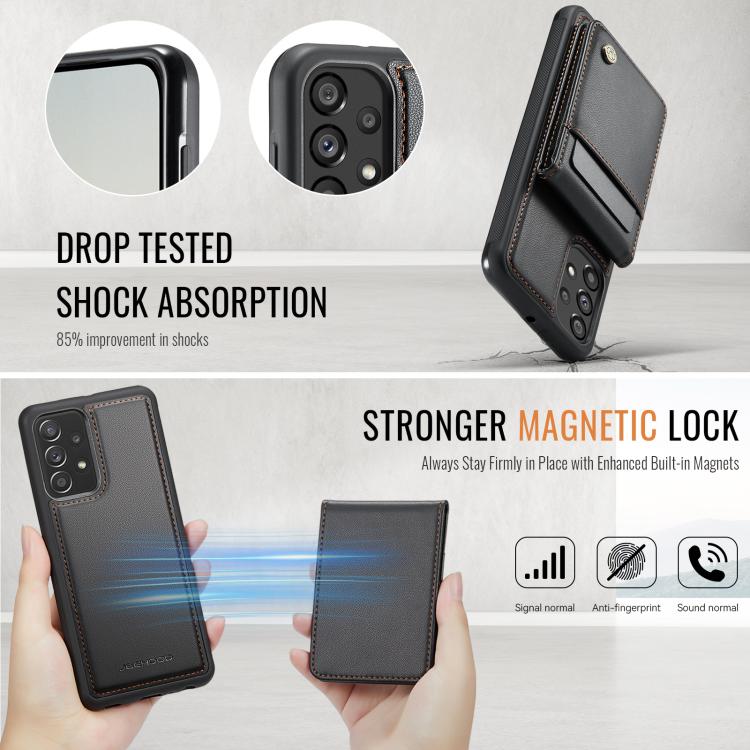 For Samsung Galaxy A23 4G / 5G JEEHOOD J06 British Style RFID MagSafe Card Bag PU Phone Case
