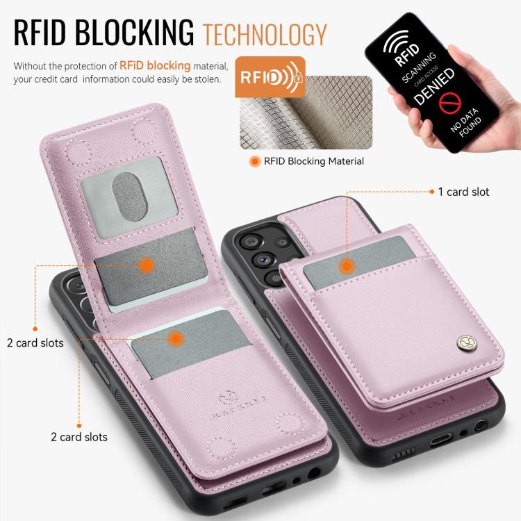For Samsung Galaxy A23 4G / 5G JEEHOOD J06 British Style RFID MagSafe Card Bag PU Phone Case