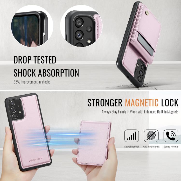 For Samsung Galaxy A23 4G / 5G JEEHOOD J06 British Style RFID MagSafe Card Bag PU Phone Case