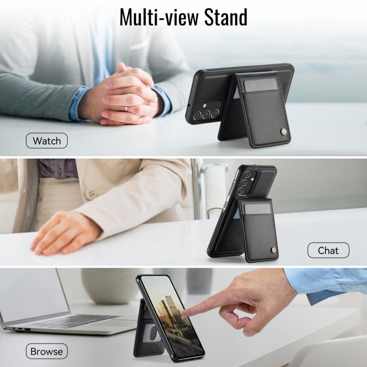 For Samsung Galaxy A34 5G JEEHOOD J06 British Style RFID MagSafe Card Bag PU Phone Case