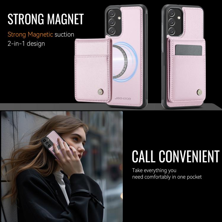 For Samsung Galaxy A34 5G JEEHOOD J06 British Style RFID MagSafe Card Bag PU Phone Case
